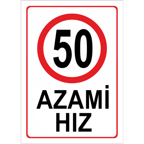 Maximum Speed Limit 50 km Maximum Speed Restriction Sign Board AHK50