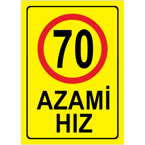 Maximum Speed Limit Signboard 70 km Maximum Speed Limit Signboard Yellow AHS70