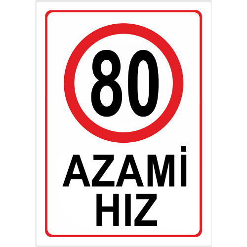 Maximum Speed Limit 80 km Maximum Speed Restriction Sign Board AHK80