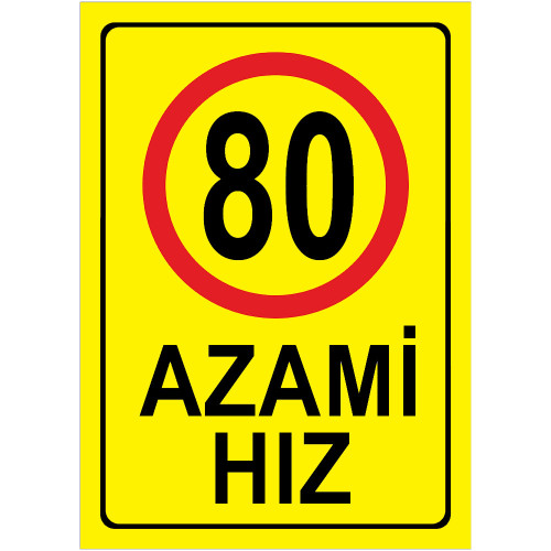 Maximum Speed Limit Signboard 80 km Maximum Speed Limit Signboard Yellow AHS80