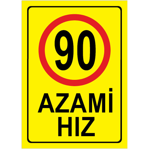 Maximum Speed Limit Signboard 90 km Maximum Speed Limit Signboard Yellow AHS90
