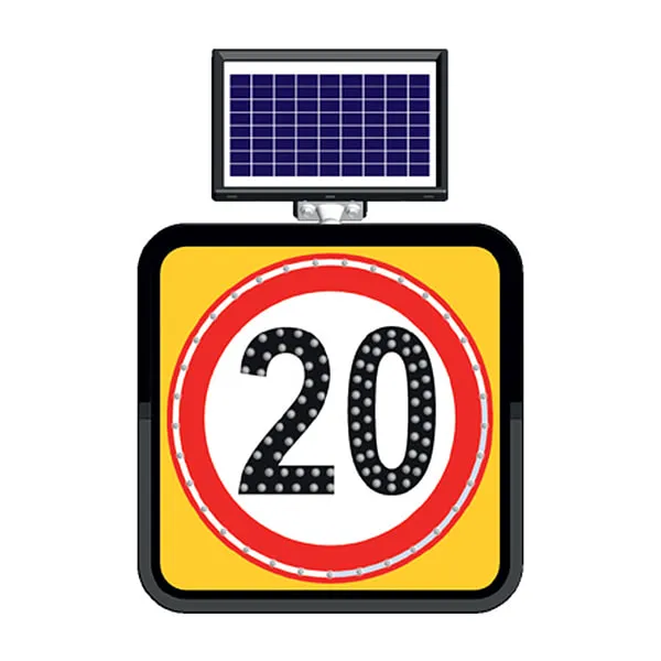 Azami Hız Sınırı İşareti 20 km Güneş Enerjili Ledli Solar Trafik Levhası
