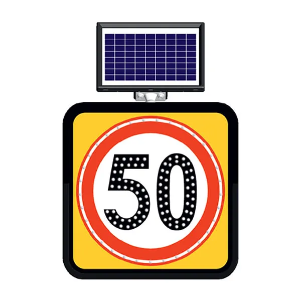 Azami Hız Sınırlaması 50 km Güneş Enerjili Ledli Solar Trafik Levhası