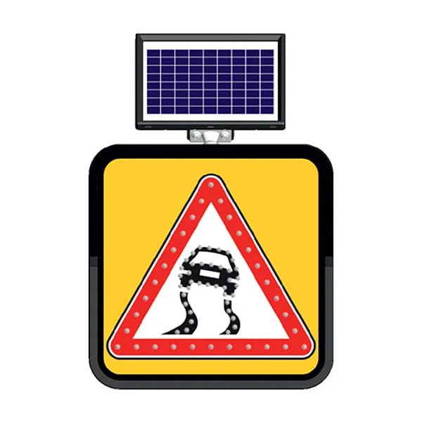 Kaygan Yol Trafik İşareti Tabelası Güneş Enerjili Ledli Solar Trafik Levhası