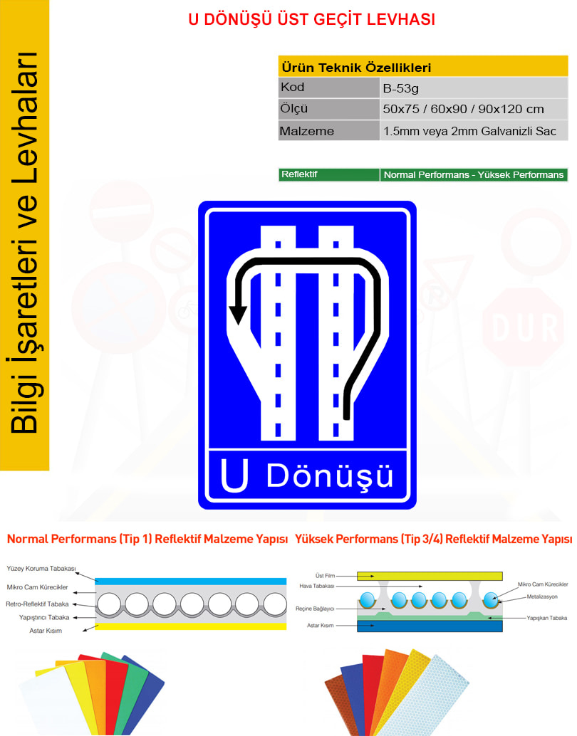 u dönüşü levhası üst geçit