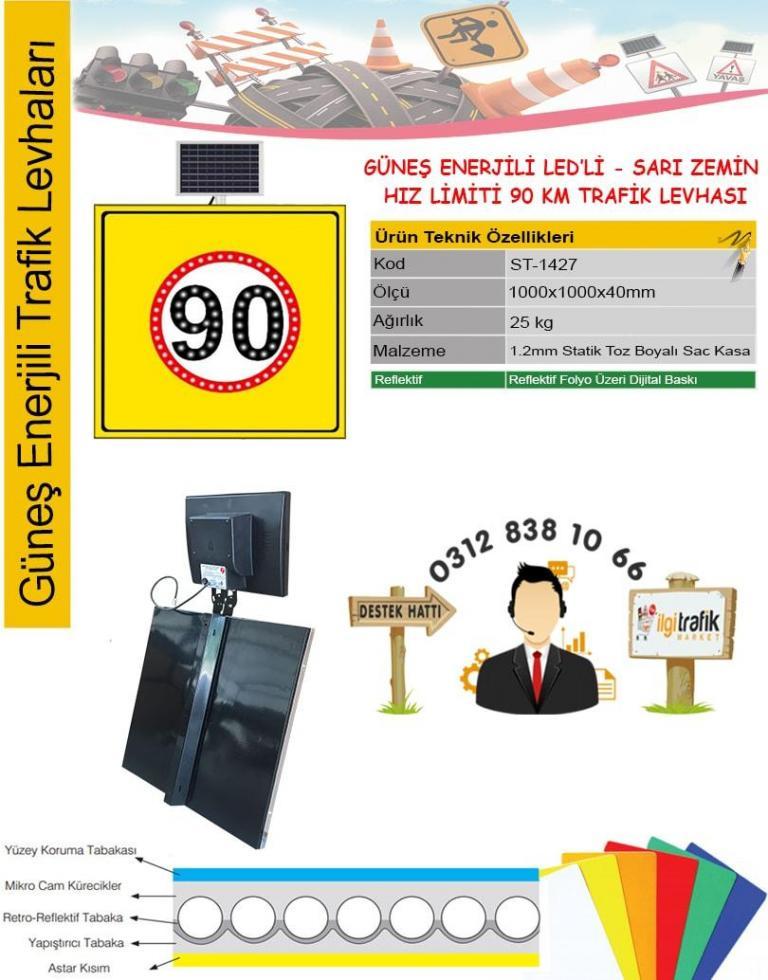 90 hız sınırı levhası