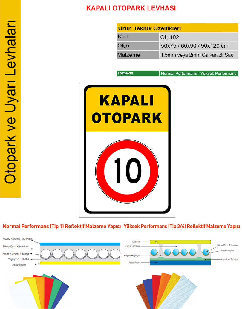 kapalı otopark tabelası