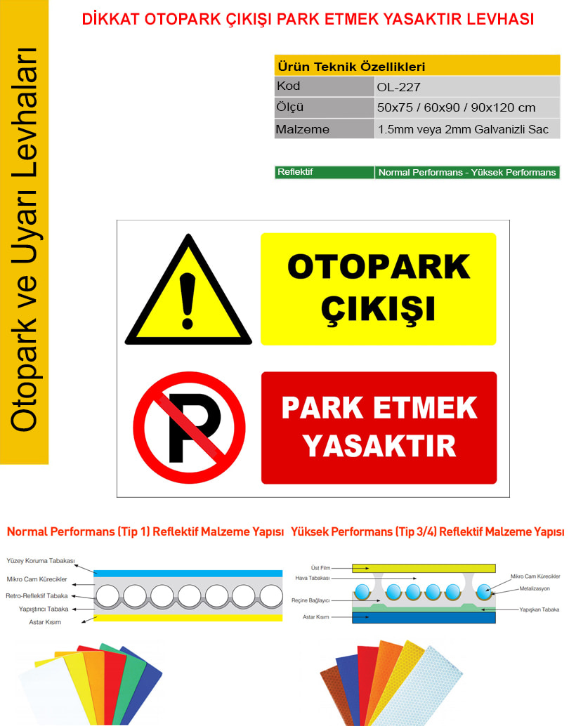otopark ikaz levhaları