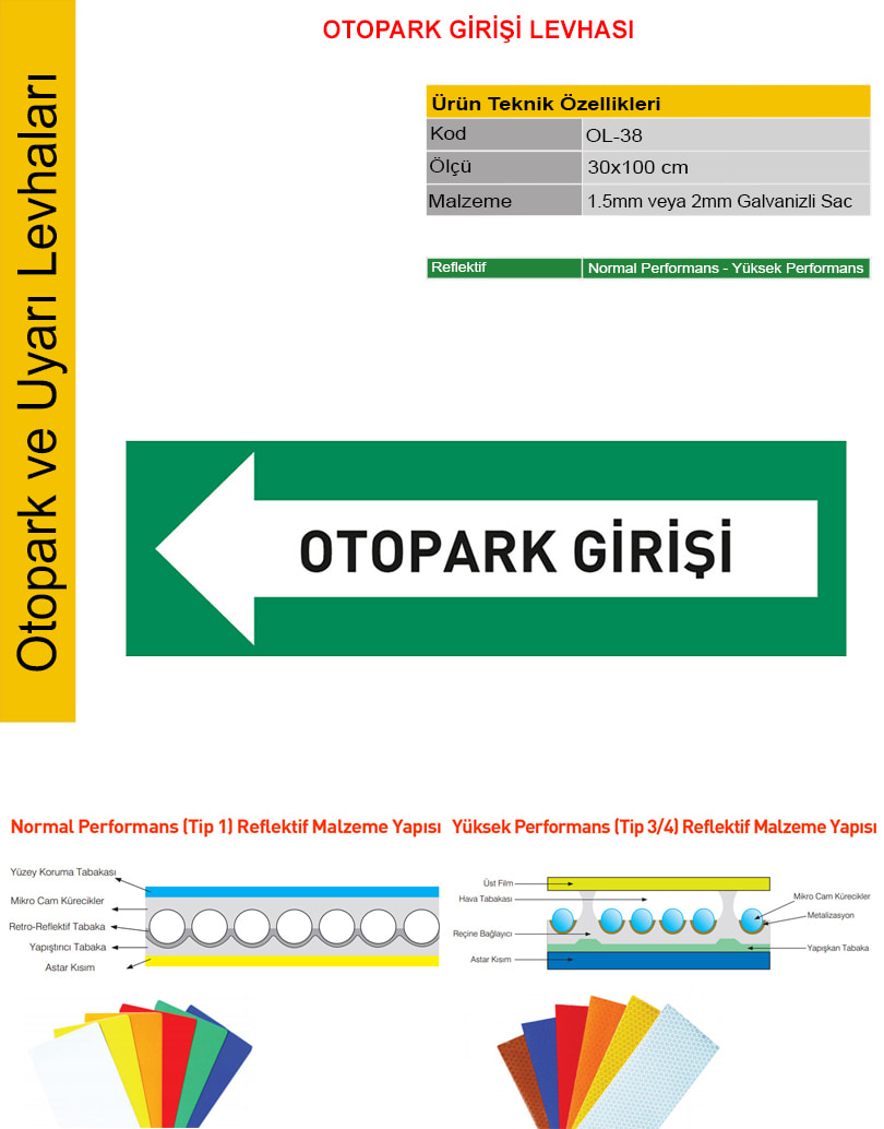 otopark girişi levhası