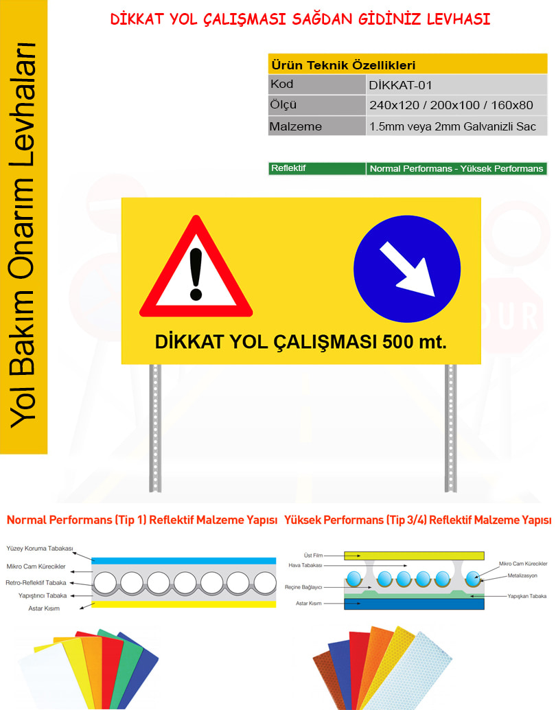 dikkat yol çalışması var