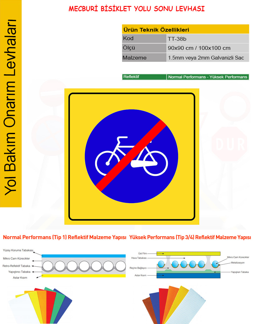 mecburi bisiklet yolu sonu levhası