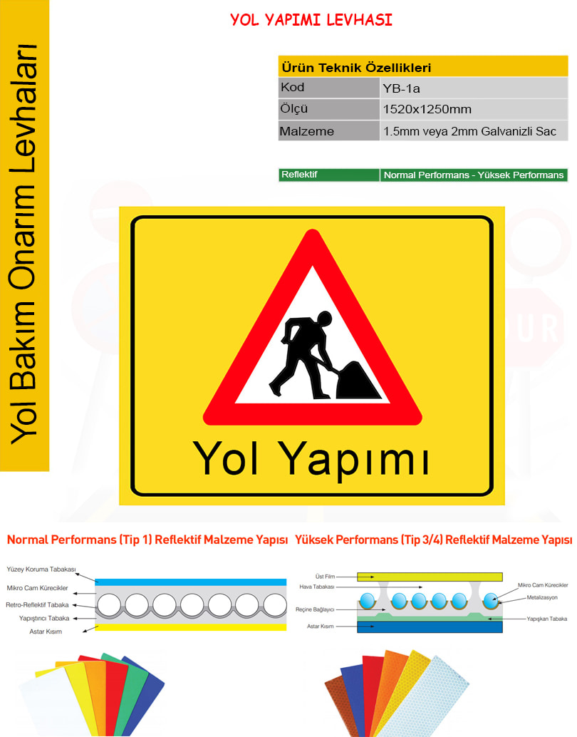 yol yapım çalışması tabelası