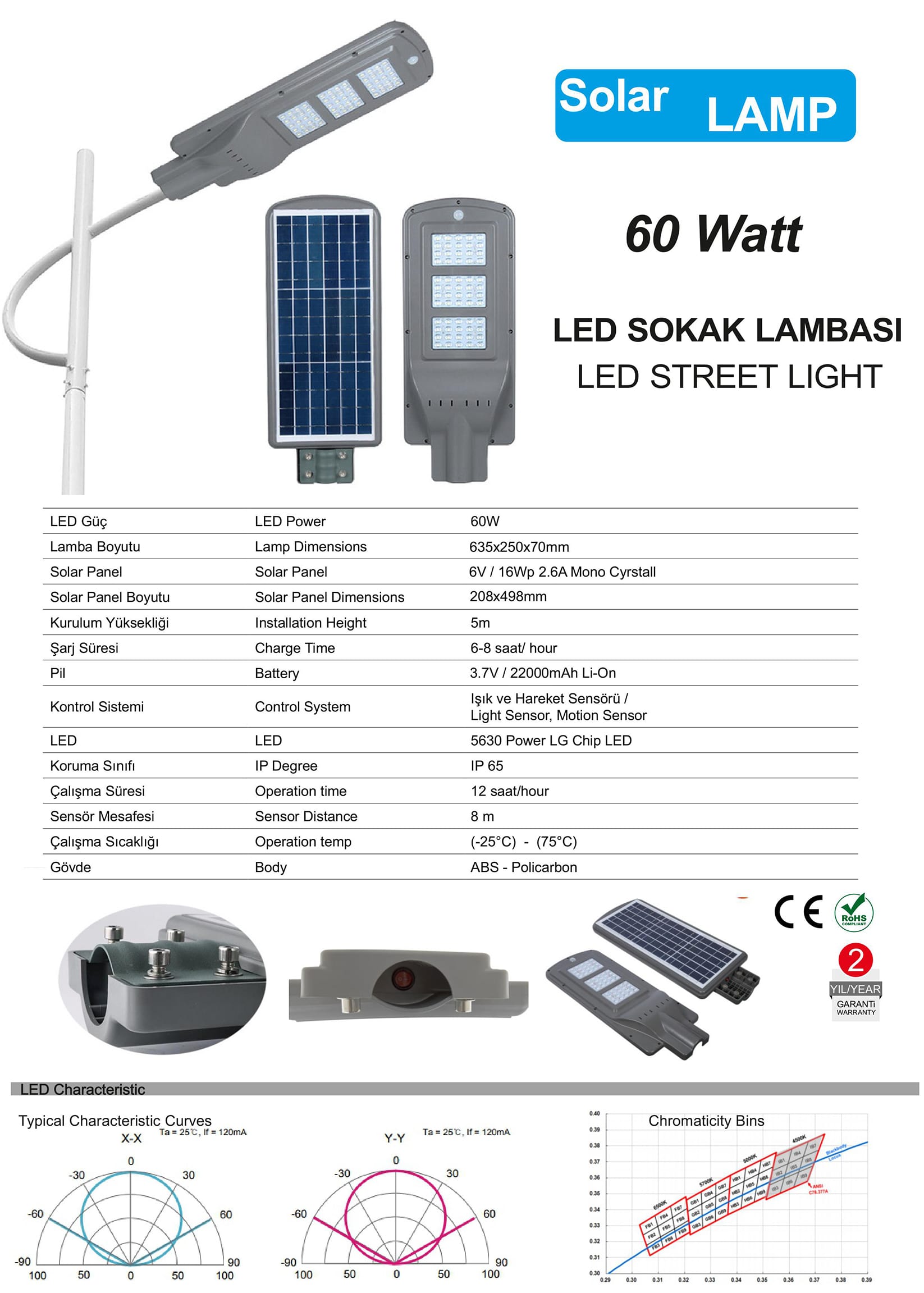 güneş enerjili sokak lambası