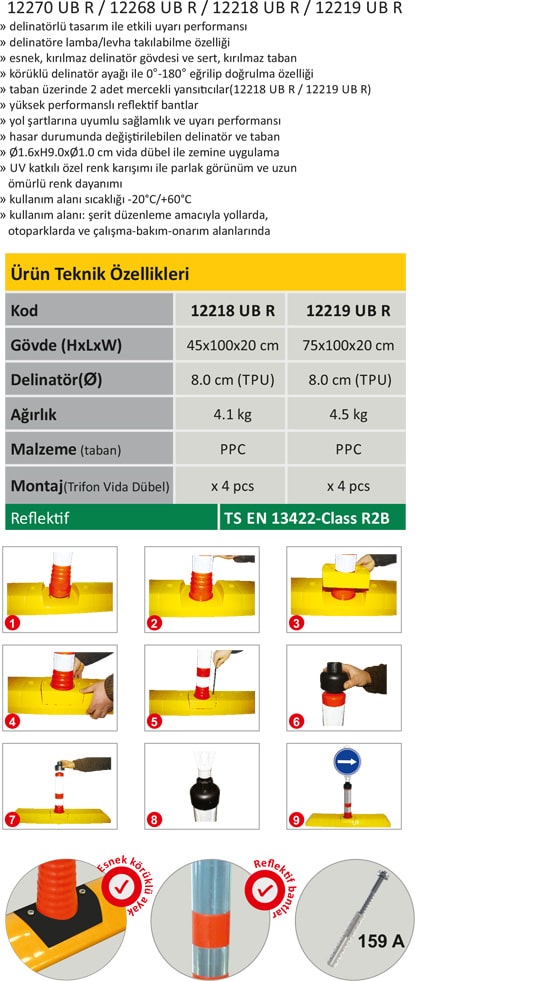 delinatörlü yol bölme butonu